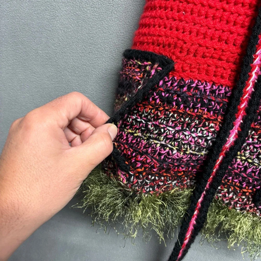 The Cottage Dog Crochet Sweater Large Red Pink Excellent Handmade Pet Vest